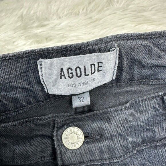 Agolde Women's Black Toni Mid-Rise Skinny Raw‎ Hem Designer Jeans W32-34/L27 - Picture 6 of 12